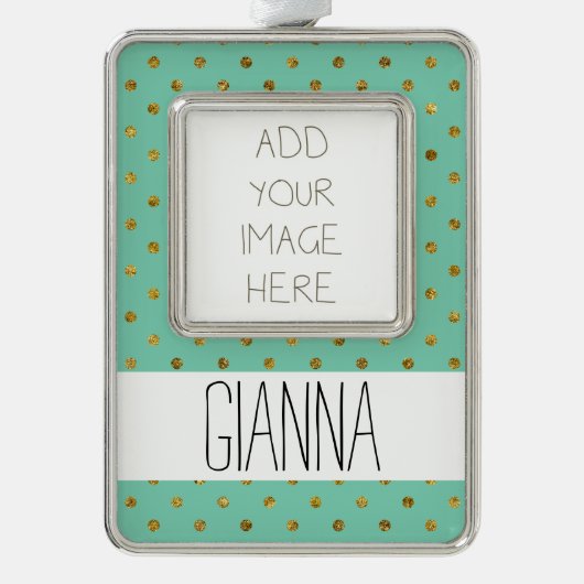 Chic Gold Glam and Mint Dots Rahmen-Ornament Silber (Vorderseite)