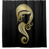 Chic Gold Glam Beauty Girl Haar & Makeup Salon Duschvorhang (Vorderseite)