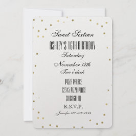 Chic Gold Glam Confetti Dots Sweet 16 Einladung