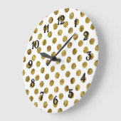Chic Gold Glam Dots Große Wanduhr (Winkel)
