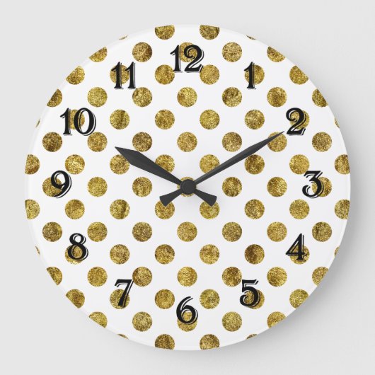 Chic Gold Glam Dots Große Wanduhr (Vorderseite)