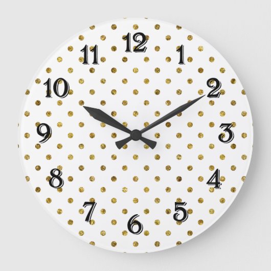 Chic Gold Glam Dots Große Wanduhr (Vorderseite)
