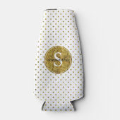Chic Gold Glam Dots Monogram Flaschenkühler (Vorderseite)
