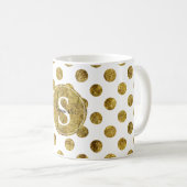 Chic Gold Glam Dots Monogram Kaffeetasse (VorderseiteRechts)