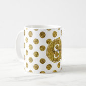 Chic Gold Glam Dots Monogram Kaffeetasse (Vorderseite Links)