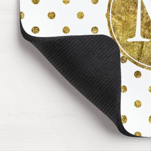 Chic Gold Glam Dots Monogramm Mousepad (Ecke)