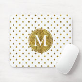 Chic Gold Glam Dots Monogramm Mousepad (Mit Mouse)