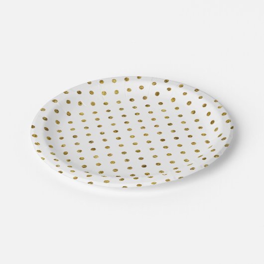 Chic Gold Glam Polka Dots Pappteller (Schrägansicht)