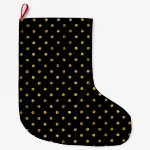 Chic Gold Glam und Black Dots Großer Weihnachtsstrumpf