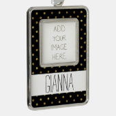 Chic Gold Glam und Black Dots Rahmen-Ornament Silber (Rechts)