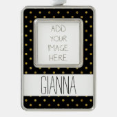 Chic Gold Glam und Black Dots Rahmen-Ornament Silber (Vorderseite)