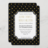 Chic Gold Glam und Black Dots Wedding Einladung (Vorne/Hinten)