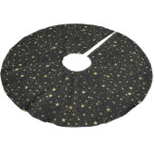Chic Gold Glam und Black Scattered Stars Polyester Weihnachtsbaumdecke (Schrägansicht)