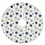 Chic Gold Glam und Black Stars Polyester Weihnachtsbaumdecke (Vorderseite)