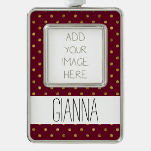 Chic Gold Glam und rosa Punkte Rahmen-Ornament Silber