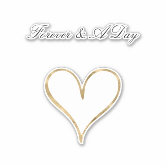 Chic Gold Glam White Forever Heart Wedding Aufkleber (Vorderseite)