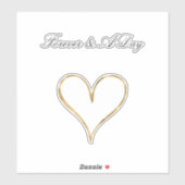 Chic Gold Glam White Forever Heart Wedding Aufkleber (Blatt)