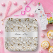 Chic Gold Glam White Lotus Blume Hochzeit Pappteller (Party)