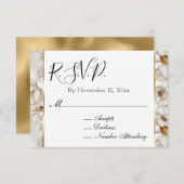 Chic Gold Glam White Lotus Blume UAWG Begleitkarte (Vorne/Hinten)