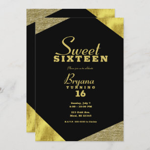 Chic Gold Glamour Geometric Modern Sweet 16 Party Einladung