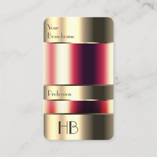 Chic Gold Glass Case Look Red Fluids mit Monogram Visitenkarte (Vorderseite)