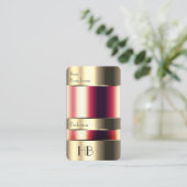 Chic Gold Glass Case Look Red Fluids mit Monogram Visitenkarte (Stehend Vorderseite)