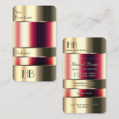 Chic Gold Glass Case Look Red Fluids mit Monogram Visitenkarte (Vorne/Hinten)