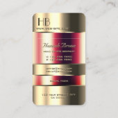 Chic Gold Glass Case Look Red Fluids mit Monogram Visitenkarte (Rückseite)