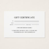 Chic Gold Glitter Heart Gift Certificate Card (Rückseite)