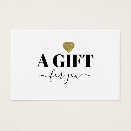 Chic Gold Glitter Heart Gift Certificate Card (Vorderseite)