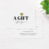 Chic Gold Glitter Heart Gift Certificate Card (Schreibtisch)