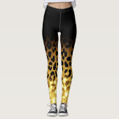 Chic Gold Glitter Leopard Print Pattern Leggings (Vorderseite)
