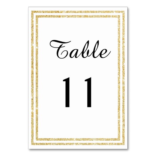 Chic Gold Glittered Trim - Table Card Tischnummer (Rückseite)