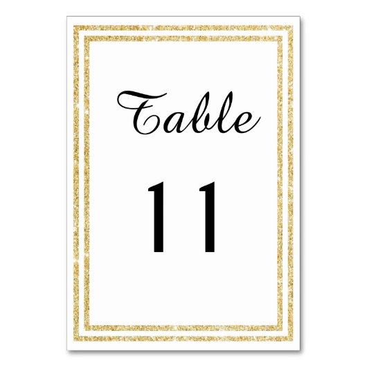 Chic Gold Glittered Trim - Table Card Tischnummer (Vorderseite)