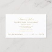 Chic Gold Glitz Hourglass Schönheitssalon Terminkarte (Rückseite)