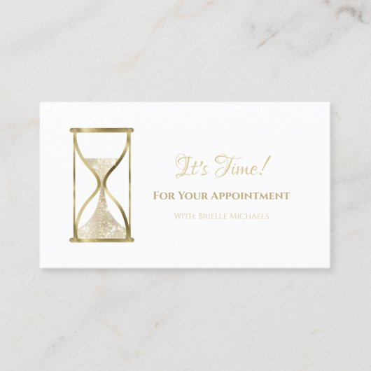 Chic Gold Glitz Hourglass Schönheitssalon Terminkarte (Vorderseite)