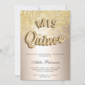 Chic Gold Glitzer Ballons Chic-Folie Quinceañera Einladung (Vorderseite)