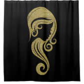 Chic Gold Glitzer Beauty Girl & Makeup Salon Duschvorhang (Vorderseite)
