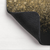 Chic Gold Glitzer & Black Mit Monogramm Mousepad (Ecke)