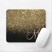 Chic Gold Glitzer & Black Mit Monogramm Mousepad (Mit Mouse)