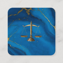 Chic Gold Glitzer Blue Marmor Anwalt Quadratische Visitenkarte