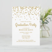 Chic Gold Glitzer Confetti Graduation Party Einladung (Stehend Vorderseite)