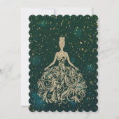 Chic Gold Glitzer Dress Green Brautparty Einladung (Rückseite)