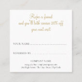 Chic Gold Glitzer Empfehlungskarte (Rückseite)