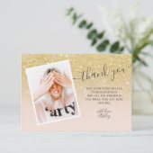 Chic gold Glitzer errush Foto Danke Sweet 16 (Stehend Vorderseite)