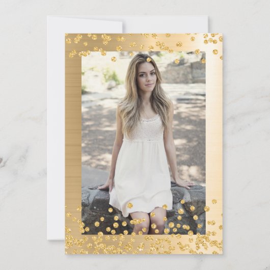 Chic Gold Glitzer Foto Sweet 16 Party Einladung (Rückseite)