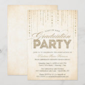 Chic Gold Glitzer Gems Abschluss Einladung (Vorne/Hinten)