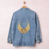 Chic Gold Glitzer Gems Custom Monogram Angel Wings Jeansjacke (Hangar)