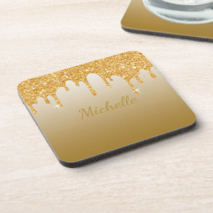 Chic Gold Glitzer Getränkeuntersetzer