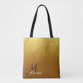 Chic Gold Glitzer Glam Mit Monogramm Tasche (Vorderseite)